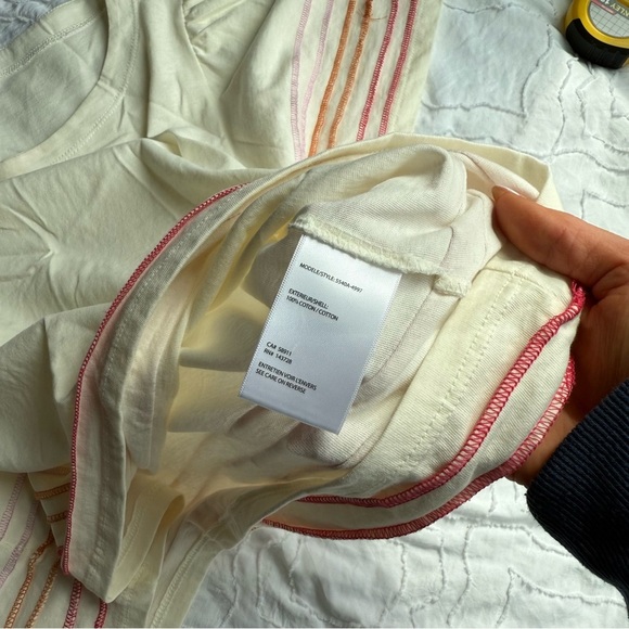 Tribal Jeans White Cream Pink Striped Top with Stitching Detail - Picture 7 of 7